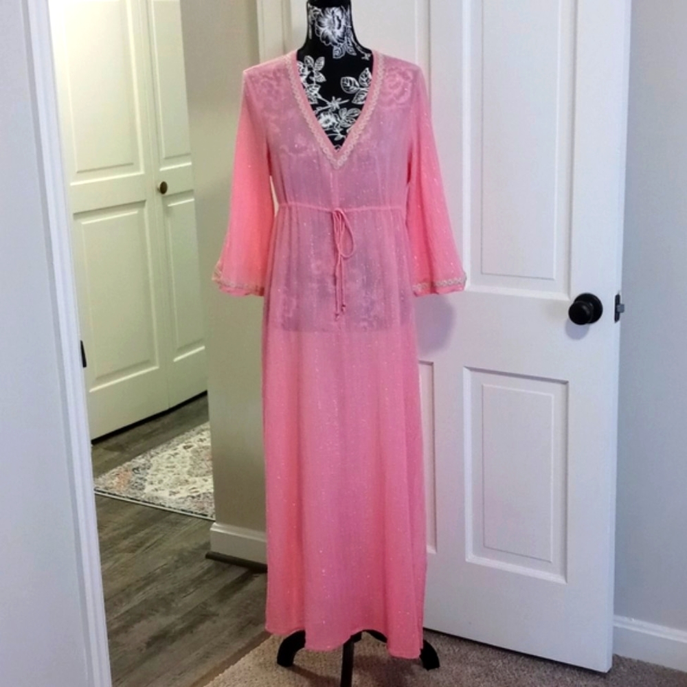💗VERY RARE Lilly Pulitzer💗 - Pink/Gold Sheer Metallic Caftan/Cover-Up Dress